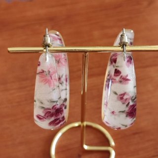 Pendientes aro flores rosa