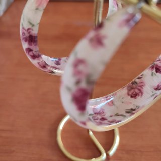 Pendientes aro flores rosa