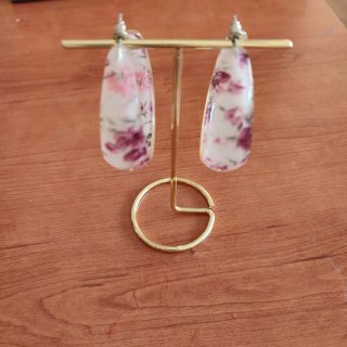 Pendientes aro flores rosa