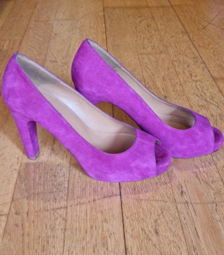 Zendra Zapatos de Tacón Morados Peep Toe