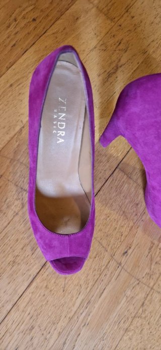 Zendra Zapatos de Tacón Morados Peep Toe