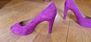 Zendra Zapatos de Tacón Morados Peep Toe