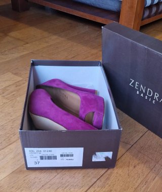 Zendra Zapatos de Tacón Morados Peep Toe