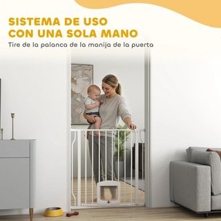Barrera Perros 75-85cm Doble Bloqueo Blanca Puerta