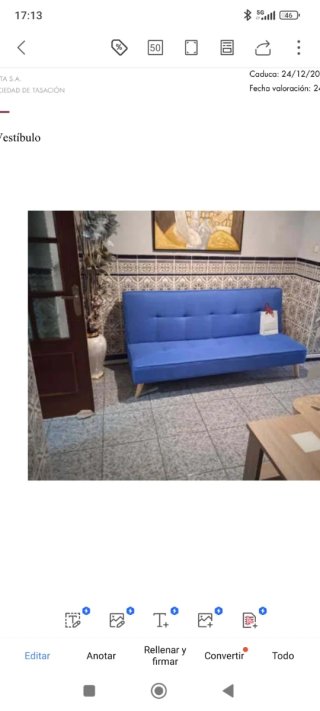 Sofá cama azul de tela