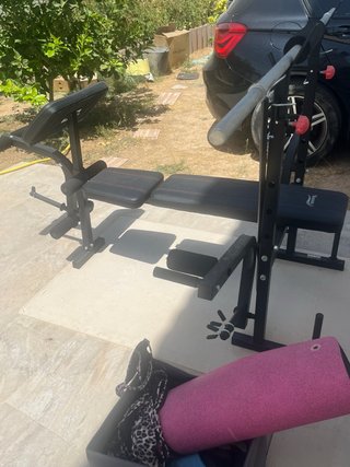 Banco de musculación multifunción y barra