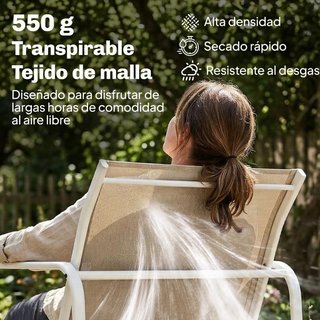 Conjunto Jardín 4 Piezas Sofá Mesa Vidrio Caqui
