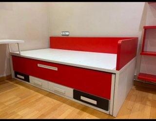 Conjunto Muebles Habitación Juvenil rojo y blanco