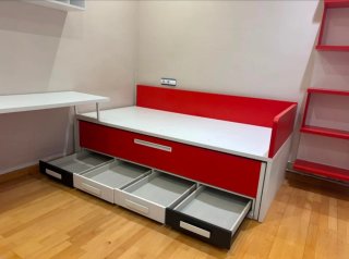 Conjunto Muebles Habitación Juvenil rojo y blanco