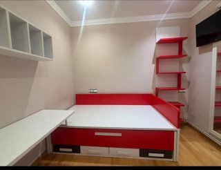 Conjunto Muebles Habitación Juvenil rojo y blanco