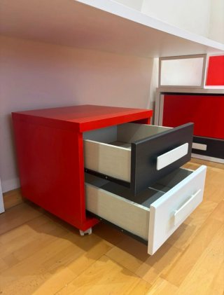 Conjunto Muebles Habitación Juvenil rojo y blanco