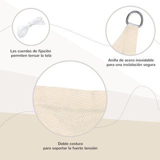 Toldo Vela Rectangular 4x6 Anti UV Color Crema