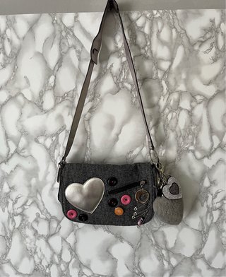 Borsa Guess Cuore Glitterata Grigia Argento