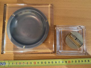 Cenicero Vintage Cristal y Metal Años 70