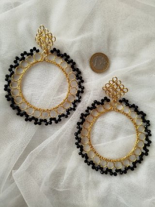 Pendientes flamenca alambre y cuentas de vidrio