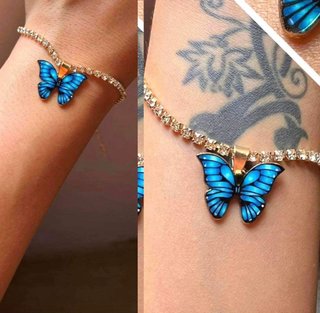 Conjunto completo pulsera-pendientes mariposas.