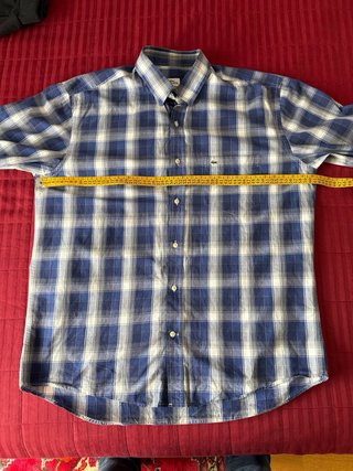 Camisa Lacoste Cuadros Azul y Blanco