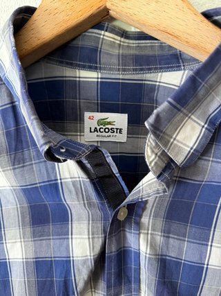 Camisa Lacoste Cuadros Azul y Blanco