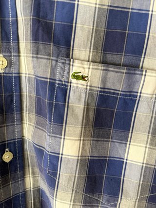 Camisa Lacoste Cuadros Azul y Blanco
