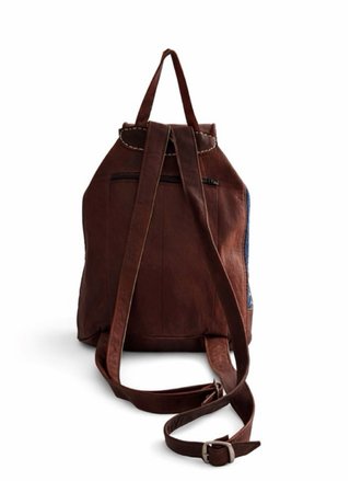 Mochila Cuero Unisex Marrón Multicolor