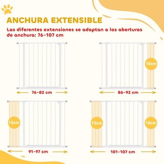 Puerta Seguridad Mascotas Extensible Blanca 76-107