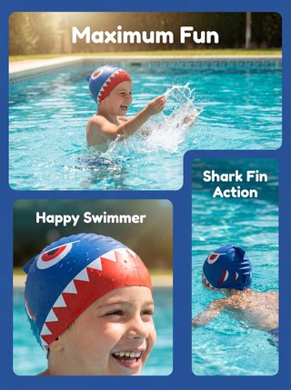Gorro natación tiburón niños 3-10 años