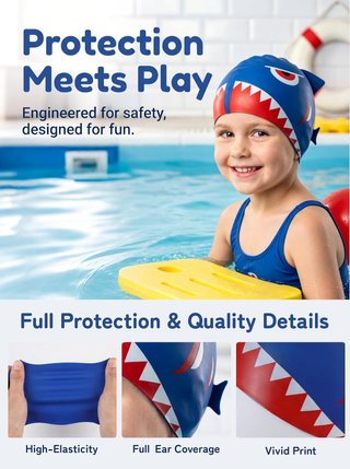 Gorro natación tiburón niños 3-10 años