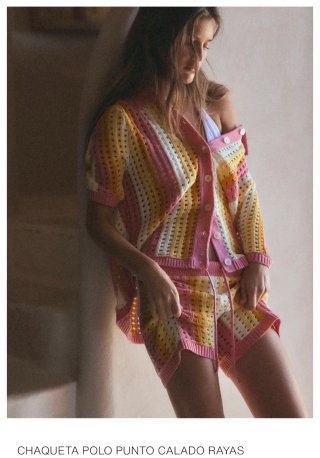 Chaqueta Zara rayas crochet