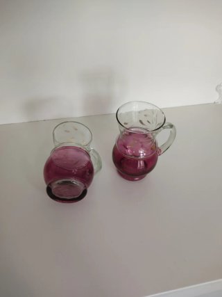 Par Jarras Cristal Soplado Antiguas Morado dorado