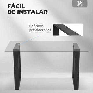 Juego 2 Patas Mesa Rectangulares 60x72 Negras
