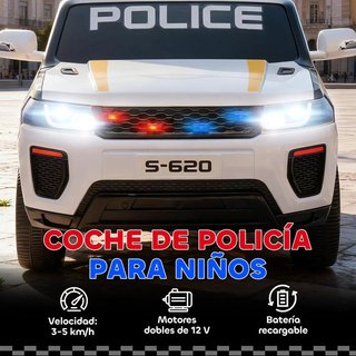 Coche Eléctrico Policía Infantil Mando 2 Motores