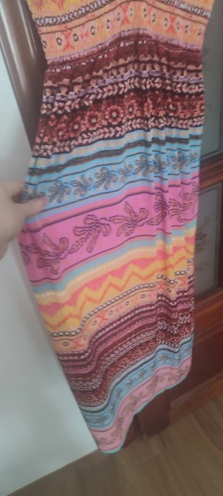 Vestido largo estampado multicolor talla única