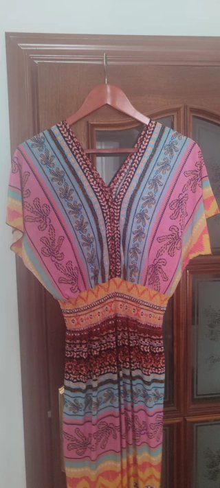Vestido largo estampado multicolor talla única