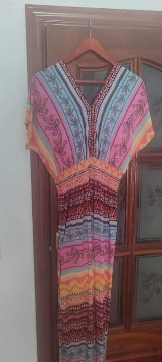 Vestido largo estampado multicolor talla única