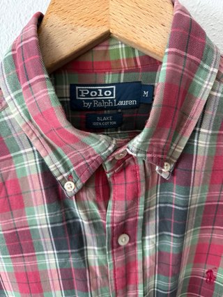 Camisa Lacoste cuadros verde y rojo