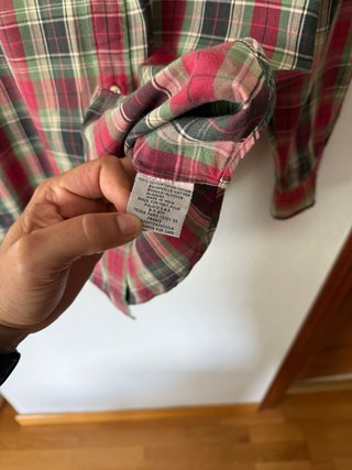 Camisa Lacoste cuadros verde y rojo