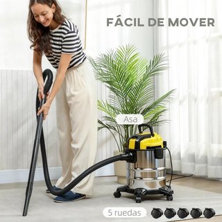 Aspirador Seco Húmedo 3en1 1200W 20L Inox Soplador