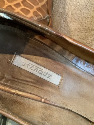 Zapatos Uterqüe Tacón Marrón Cocodrilo