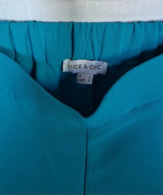 Pantaloni donna gamba larga teal