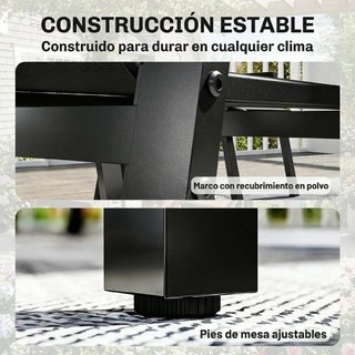 Mesa Jardín Exterior Lamas Metal Negra 158x90 cm