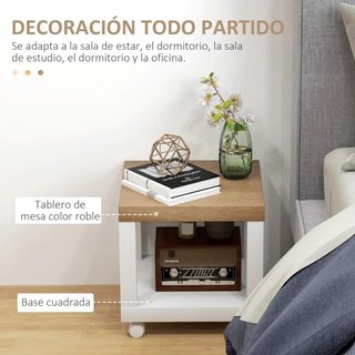 Mesa Auxiliar con Ruedas Estante Abierto 40x40