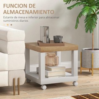 Mesa Auxiliar con Ruedas Estante Abierto 40x40