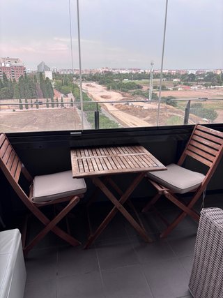 Mesa y 2 Sillas Terraza Madera Plegables