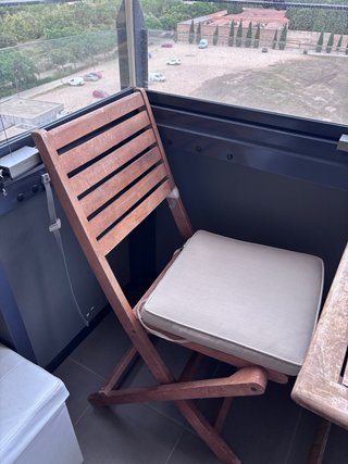 Mesa y 2 Sillas Terraza Madera Plegables