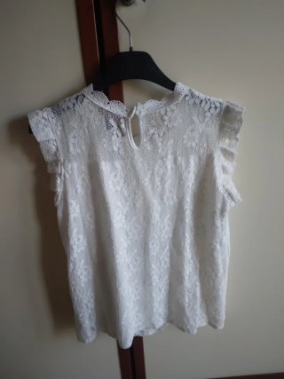 Maglietta pizzo stile vintage bianca