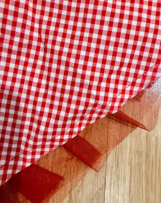 Falda cuadros vichy pinup roja y blanca