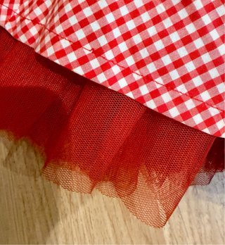 Falda cuadros vichy pinup roja y blanca