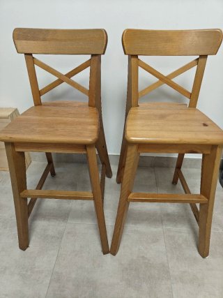 2 Sillas Ingolf altas para niños Ikea Madera