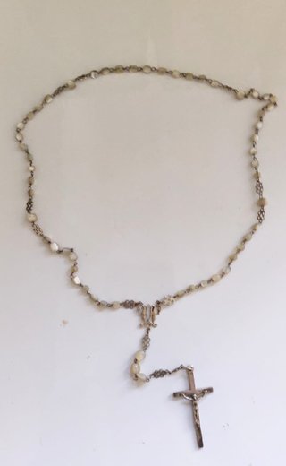 Rosario antiguo nácar y plata