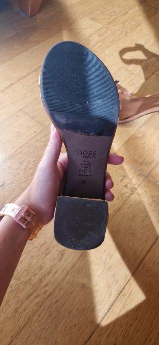 Sandalias Hoss Intropia Tacon Marrón y Dorado